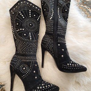Black boots with silver studs